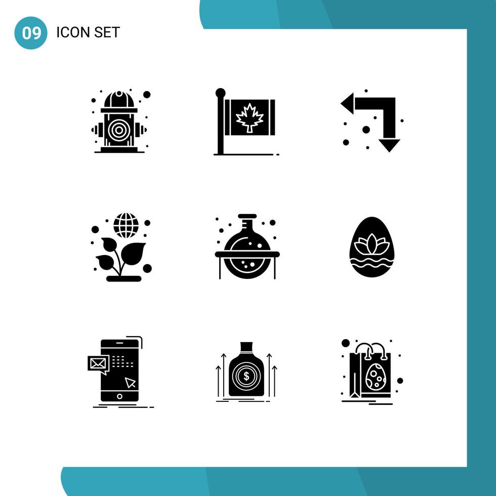 User Interface Pack of 9 Basic Solid Glyphs of chemical day leaf earth up left Editable Vector Design Elements