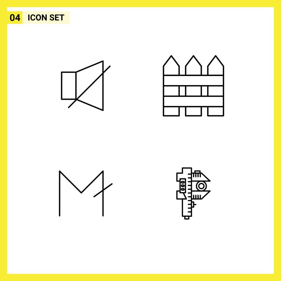 4 User Interface Line Pack of modern Signs and Symbols of bell moon coin twitter garden fence crypto Editable Vector Design Elements