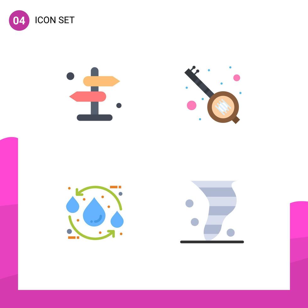 4 Flat Icon concept for Websites Mobile and Apps board eco road veena recycle Editable Vector Design Elements