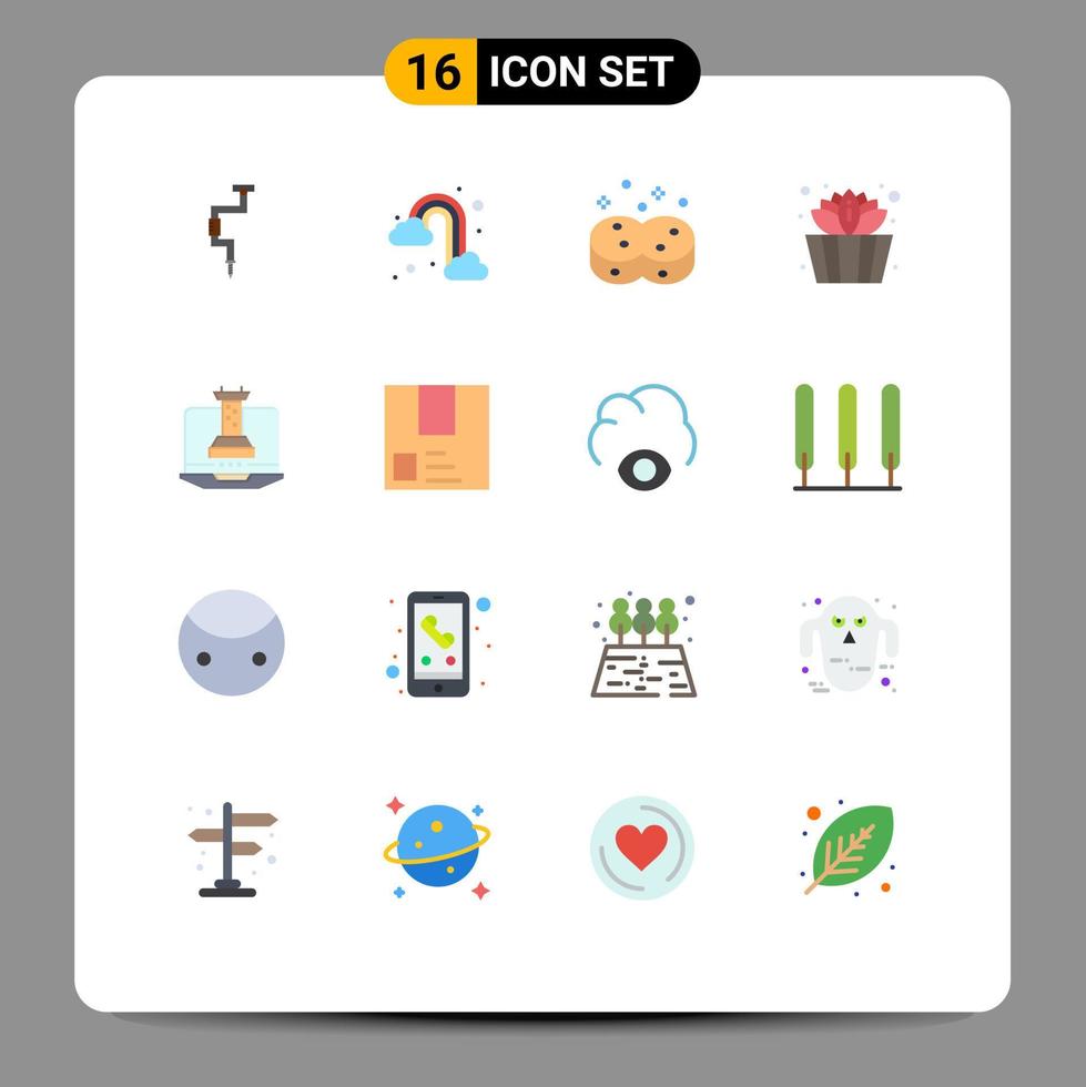 Stock Vector Icon Pack of 16 Line Signs and Symbols for strategy lotus cloud sauna wiping Editable Pack of Creative Vector Design Elements