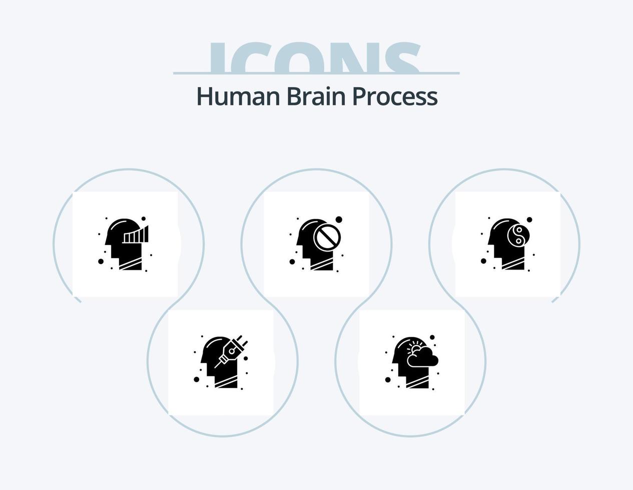 Human Brain Process Glyph Icon Pack 5 Icon Design. forbidden. mind. mind. human. mind vector