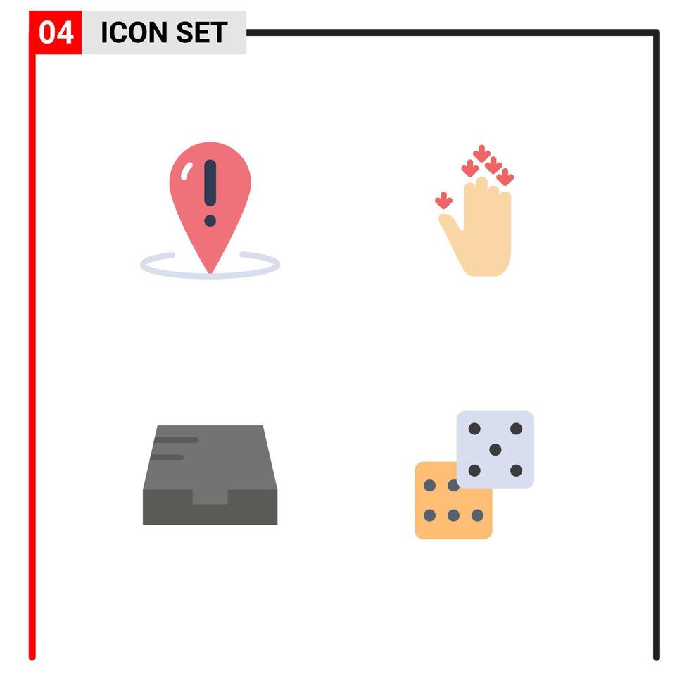 Mobile Interface Flat Icon Set of 4 Pictograms of help inbox point hand mailbox Editable Vector Design Elements