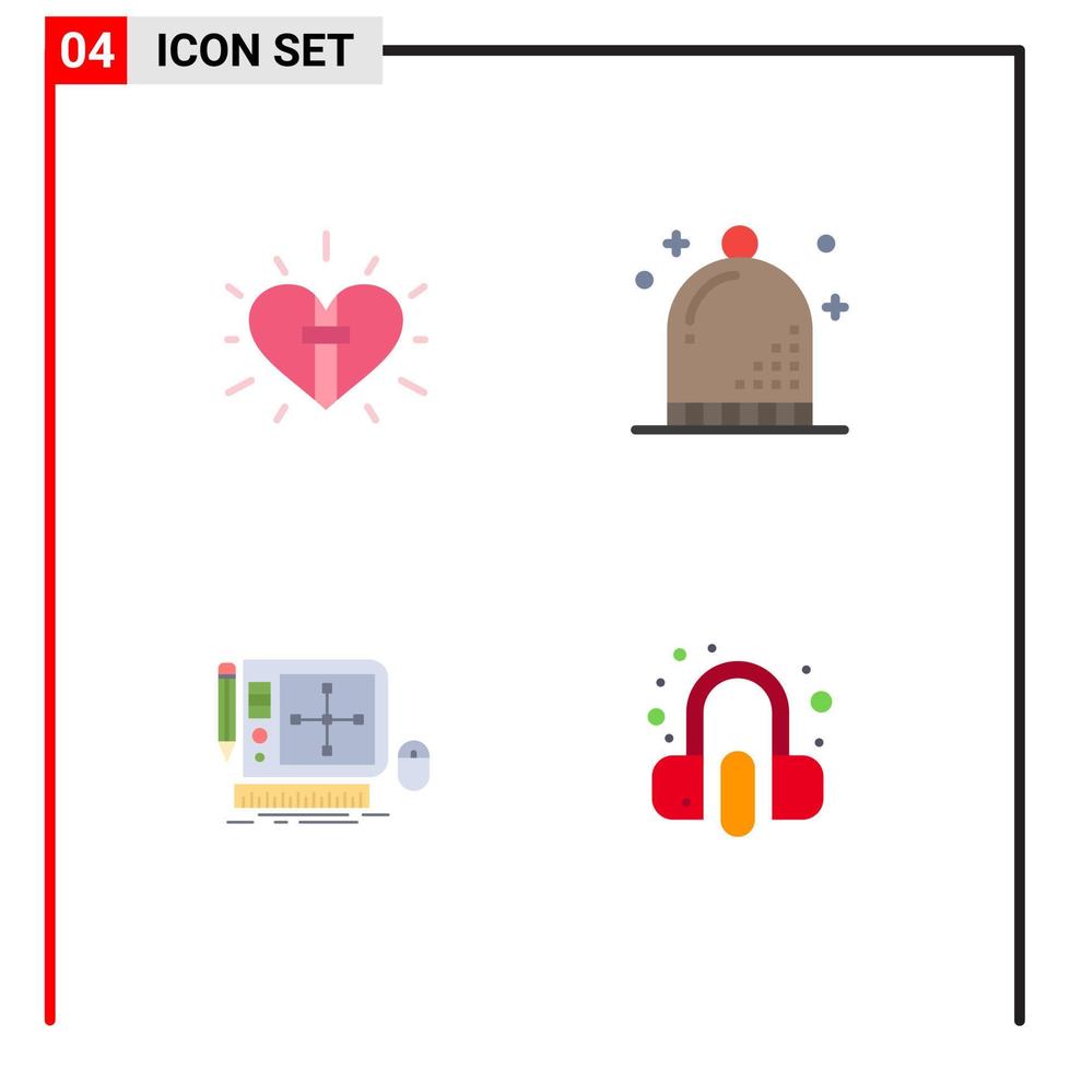 User Interface Pack of 4 Basic Flat Icons of love winter christian event graphic Editable Vector Design Elements