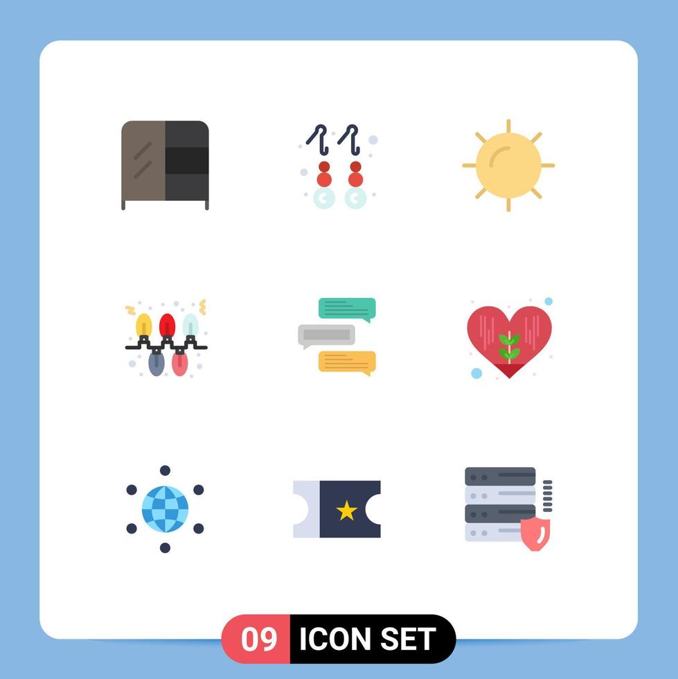 9 Universal Flat Colors Set for Web and Mobile Applications conversations bubbles sun chat garland Editable Vector Design Elements