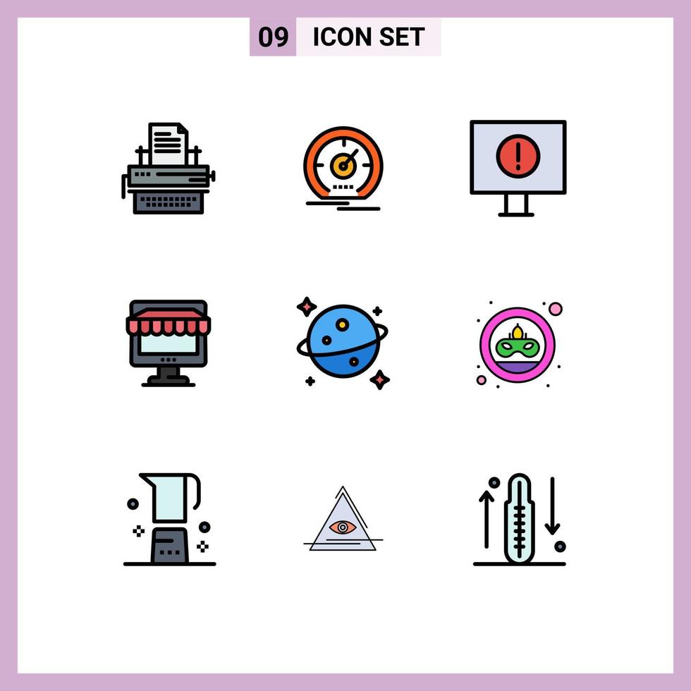 Stock Vector Icon Pack of 9 Line Signs and Symbols for online shopping speed shop warning Editable Vector Design Elements