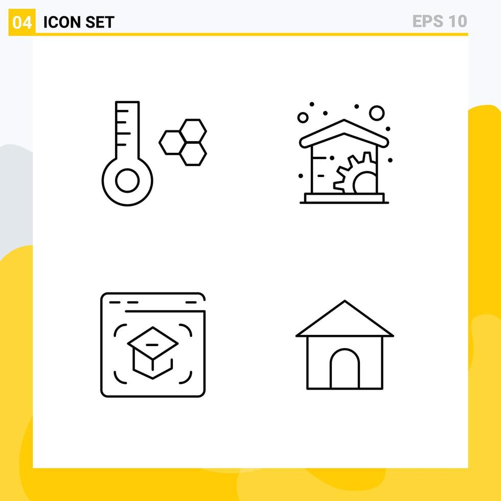 Group of 4 Filledline Flat Colors Signs and Symbols for temperature online economics education building Editable Vector Design Elements