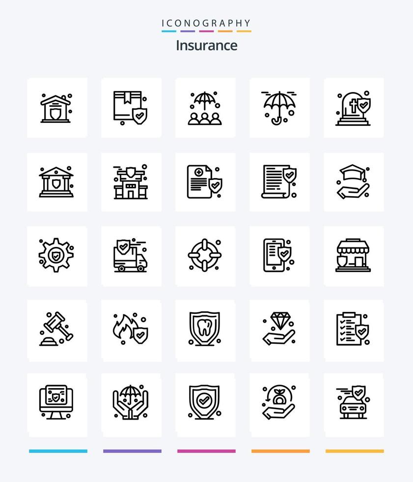 Creative Insurance 25 OutLine icon pack  Such As security. bank. insurance. insurance. death vector