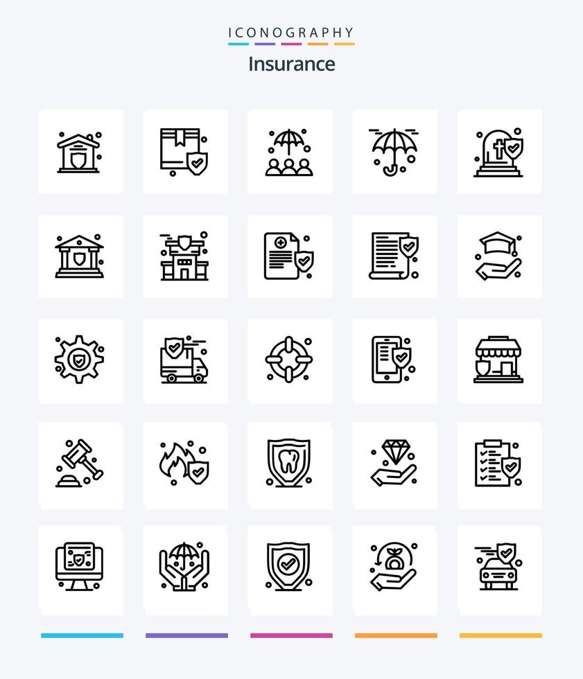seguro creativo 25 paquete de iconos de esquema como seguridad. banco. seguro. seguro. muerte vector