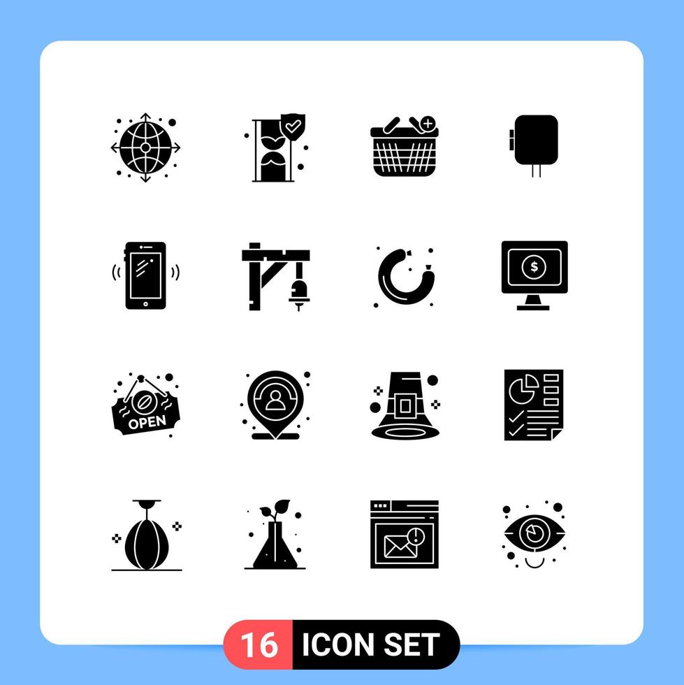 16 Creative Icons Modern Signs and Symbols of smart phone transformer basket power voltage Editable Vector Design Elements