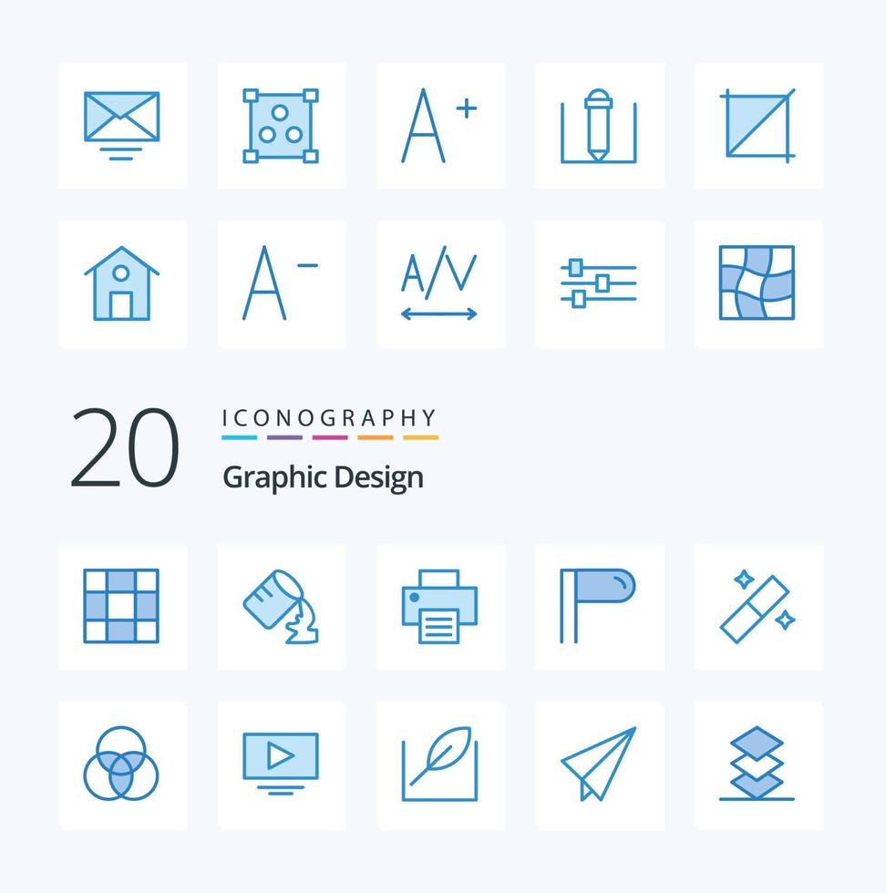 20 Design Blue Color icon Pack like play intersection paragraph color tool vector