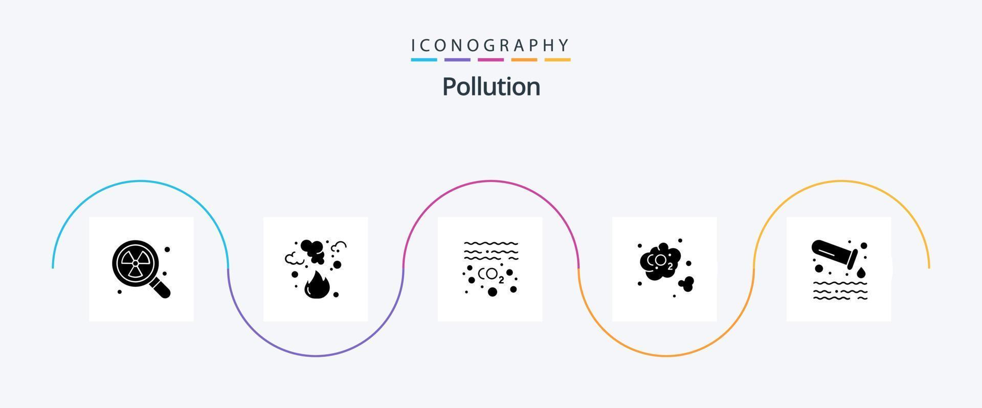 Pollution Glyph 5 Icon Pack Including pollution. co dioxide. smoke. carbon dioxide. co vector