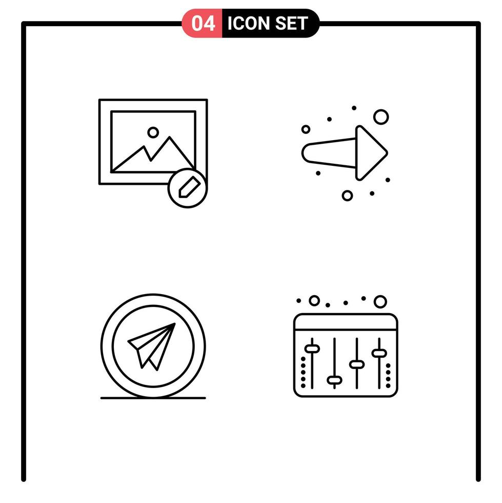 conjunto de 4 iconos de interfaz de usuario modernos signos de símbolos para editar lanzar flecha derecha plano de papel elementos de diseño vectorial editables vector