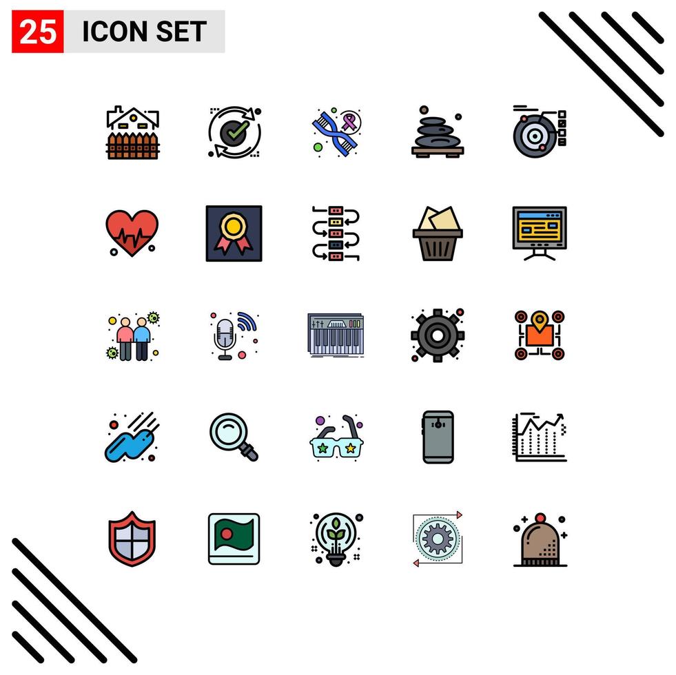 Stock Vector Icon Pack of 25 Line Signs and Symbols for stone relax reload massage genome Editable Vector Design Elements