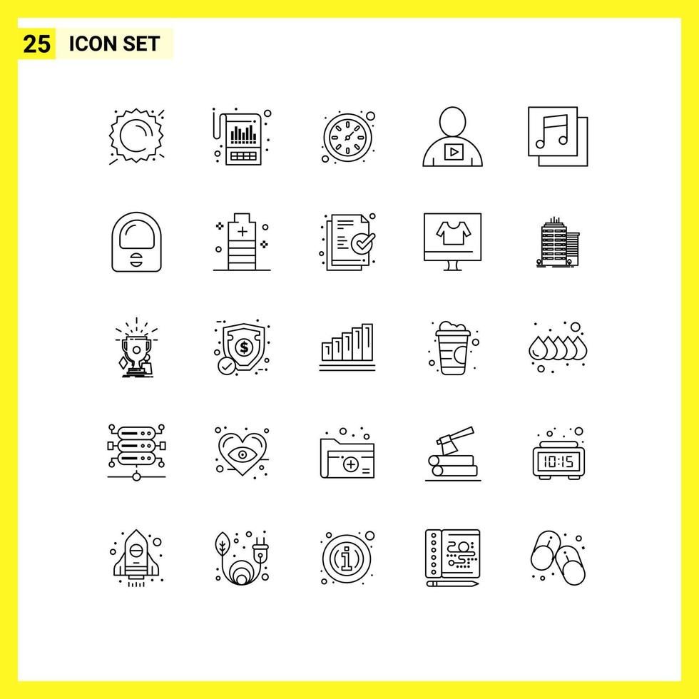 Set of 25 Vector Lines on Grid for albums playback statements human avatar Editable Vector Design Elements