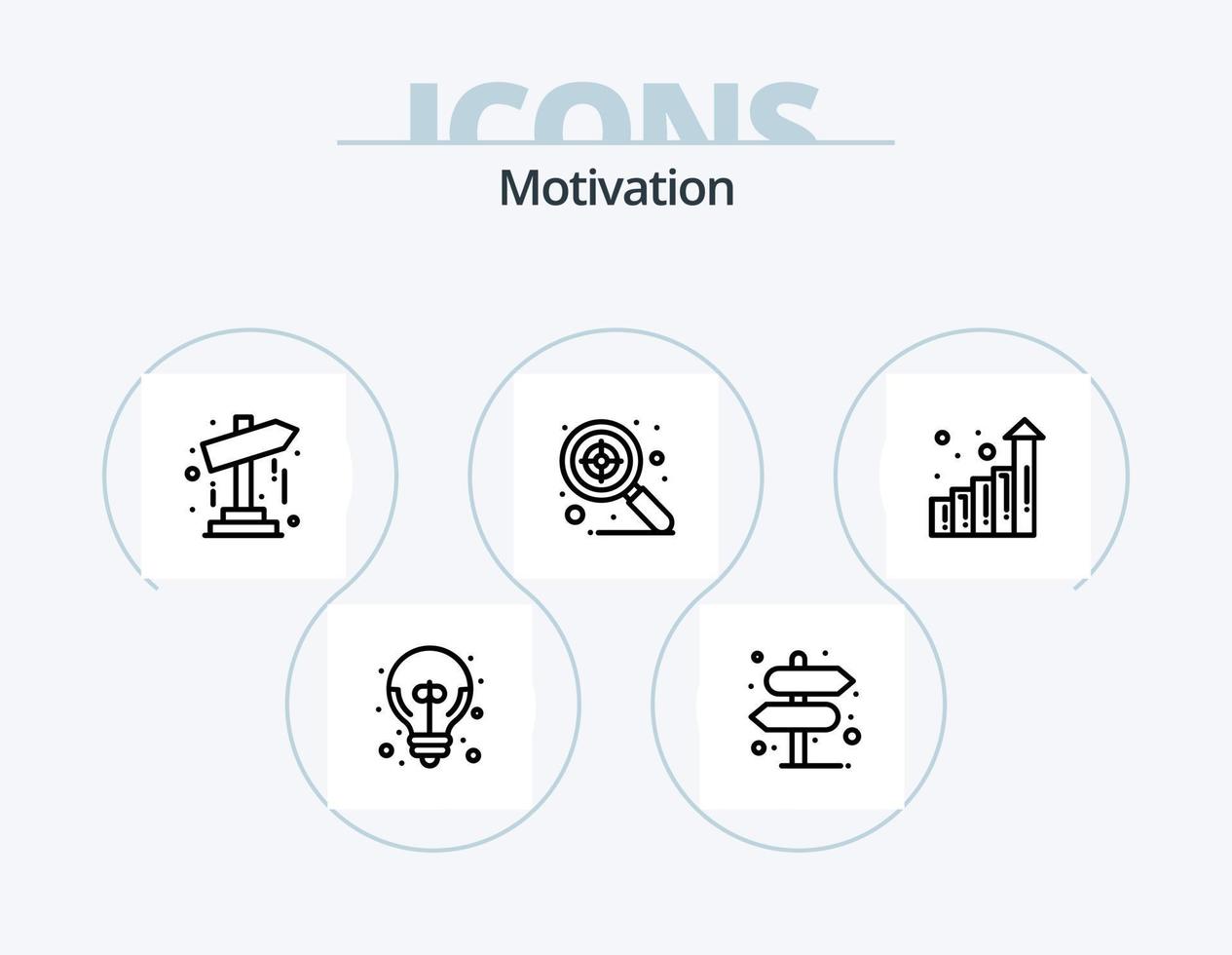 paquete de iconos de línea de motivación 5 diseño de iconos. carrera profesional. buena idea. medalla. excelente idea. bien vector