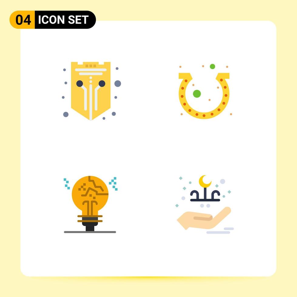 Group of 4 Flat Icons Signs and Symbols for internet luck shield festival copycat Editable Vector Design Elements