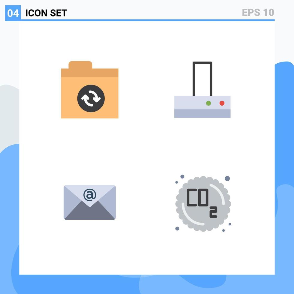 4 Thematic Vector Flat Icons and Editable Symbols of files co extractor email pollution Editable Vector Design Elements