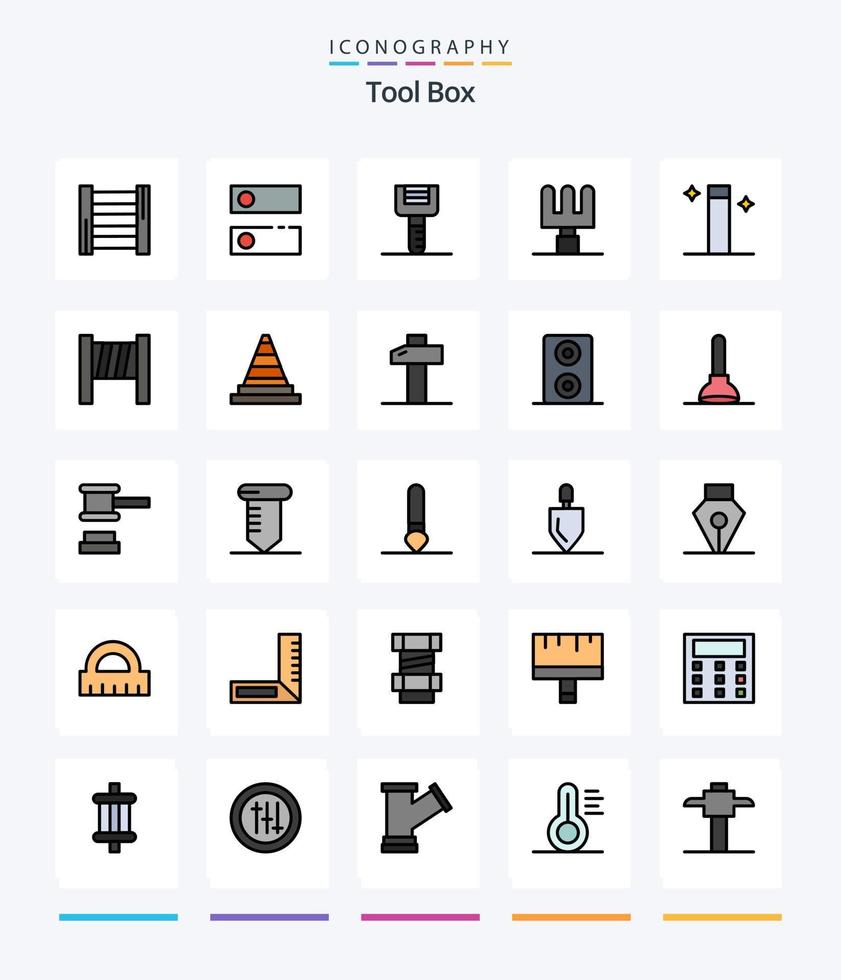 Creative Tools 25 Line FIlled icon pack  Such As tools. wizard. kitchenware. wand. tools vector