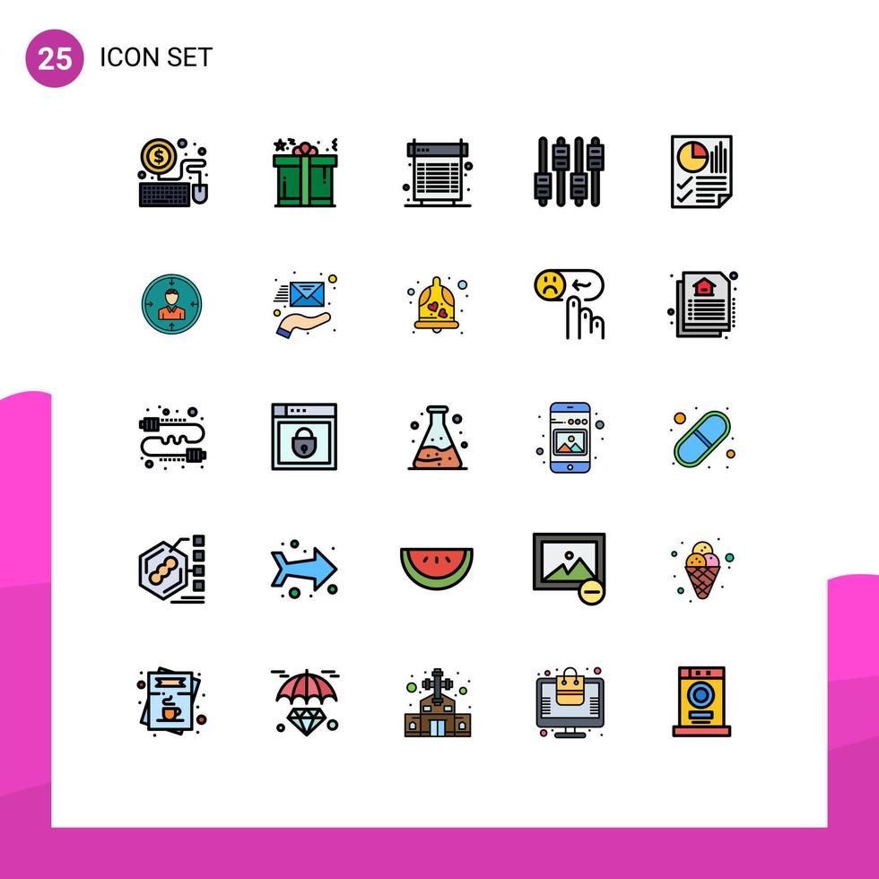 conjunto de 25 iconos de interfaz de usuario modernos signos de símbolos para elementos de diseño de vector editables de ecualizador de audio de enfriamiento de volumen de datos