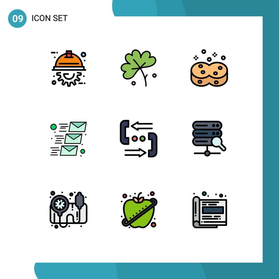 9 Filledline Flat Color concept for Websites Mobile and Apps communication email message clean mailing email Editable Vector Design Elements