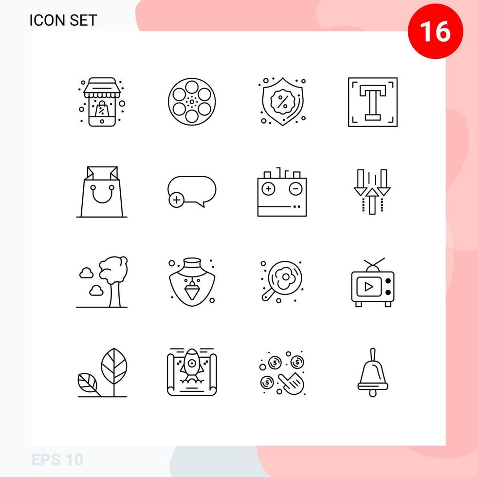 16 iconos creativos signos y símbolos modernos de ruta de texto cinta fuente venta elementos de diseño vectorial editables vector