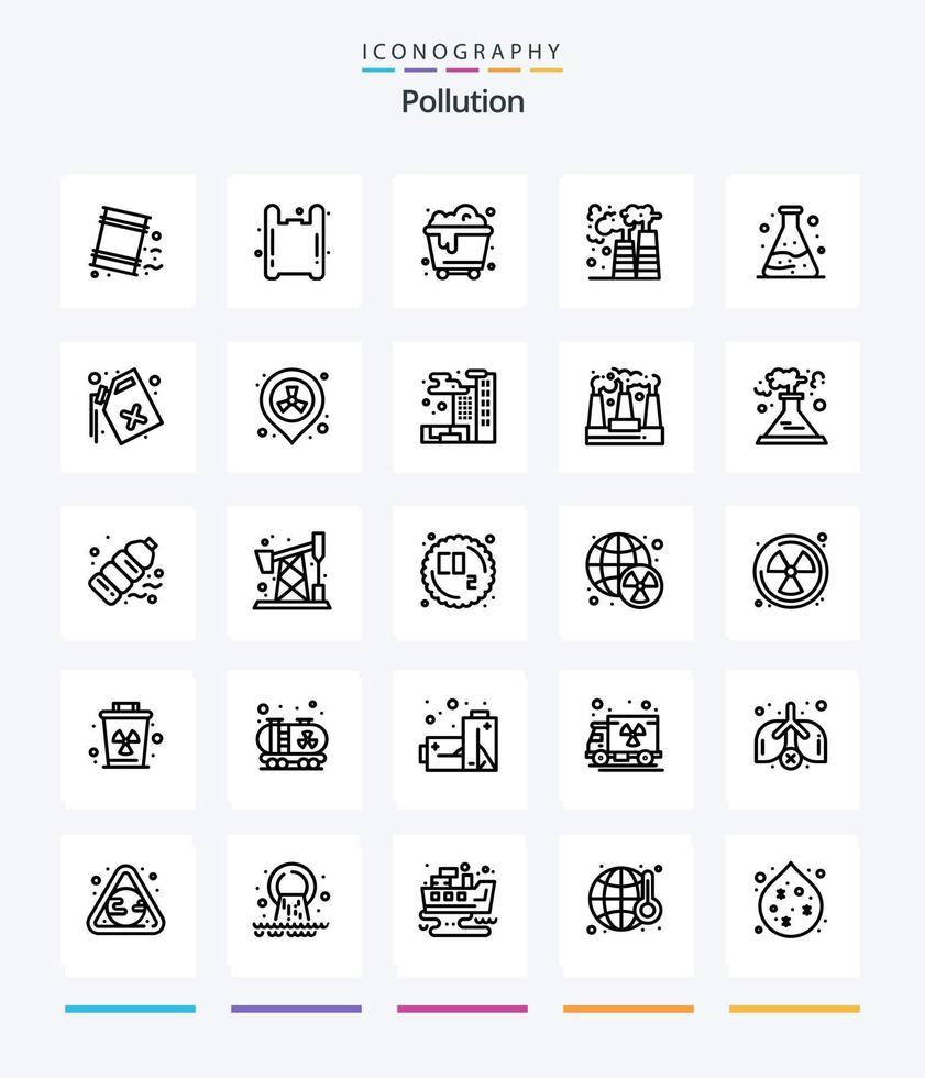 Creative Pollution 25 OutLine icon pack  Such As waste. pollution. pollution. waste. gas vector