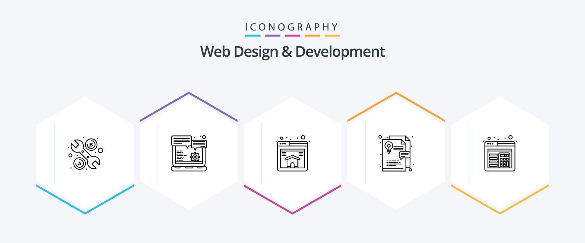 Web Design And Development 25 Line icon pack including . layout. home. browser. layout vector