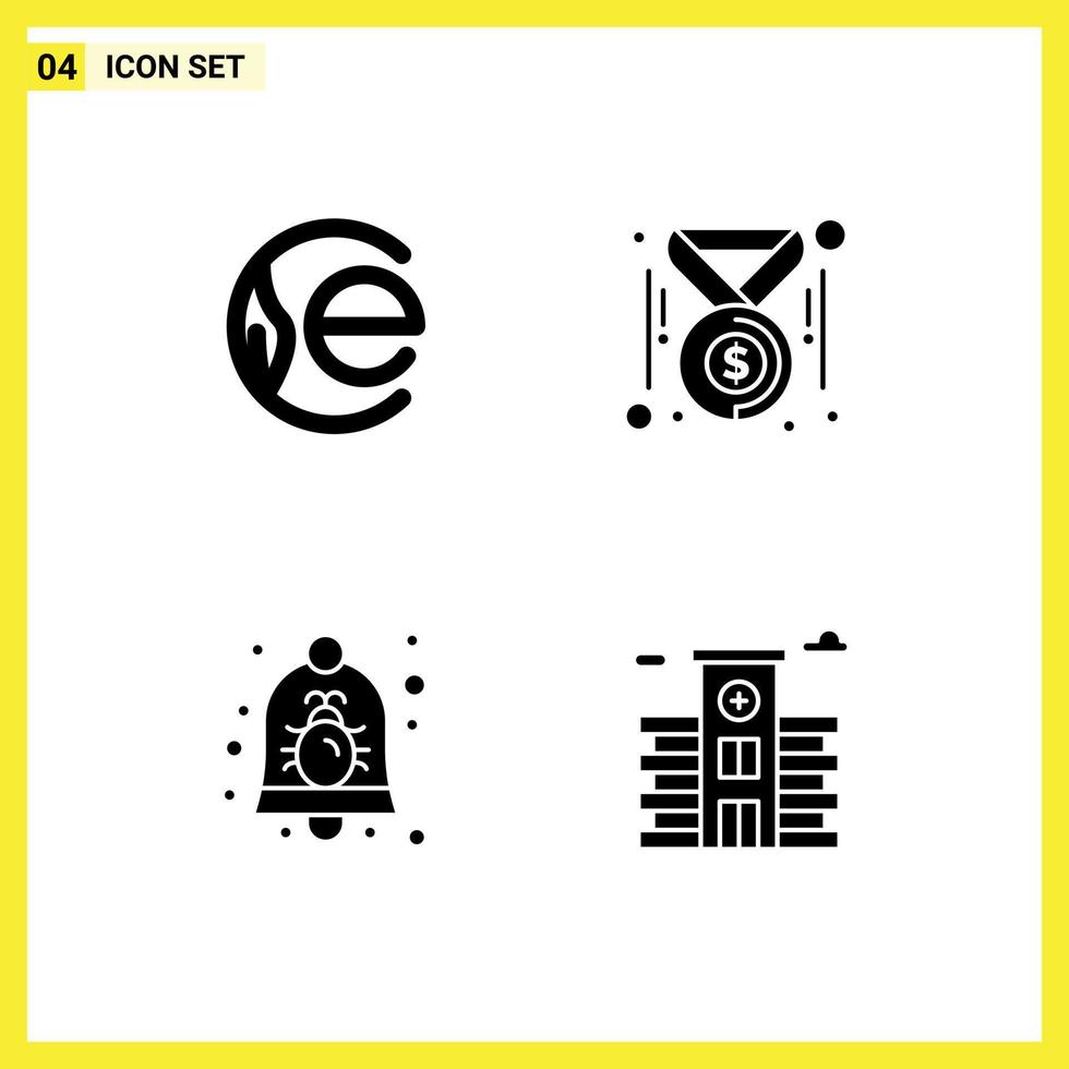 User Interface Pack of Basic Solid Glyphs of earth coin alarm crypto currency dollar notification Editable Vector Design Elements
