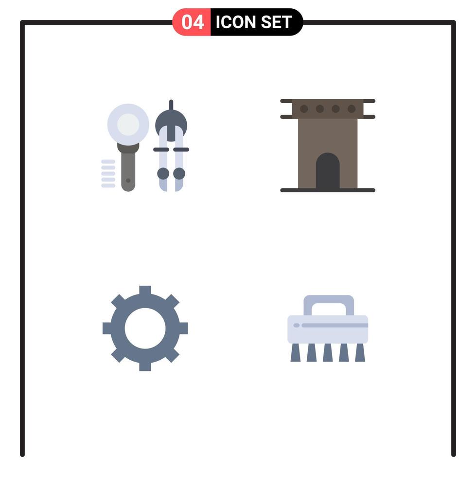 paquete de línea vectorial editable de 4 iconos planos simples de configuración de arquitectura de herramienta de monumento de búsqueda elementos de diseño vectorial editables vector