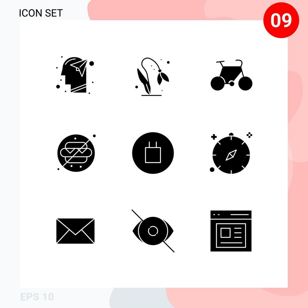 9 Universal Solid Glyph Signs Symbols of ancient water spring no travel Editable Vector Design Elements
