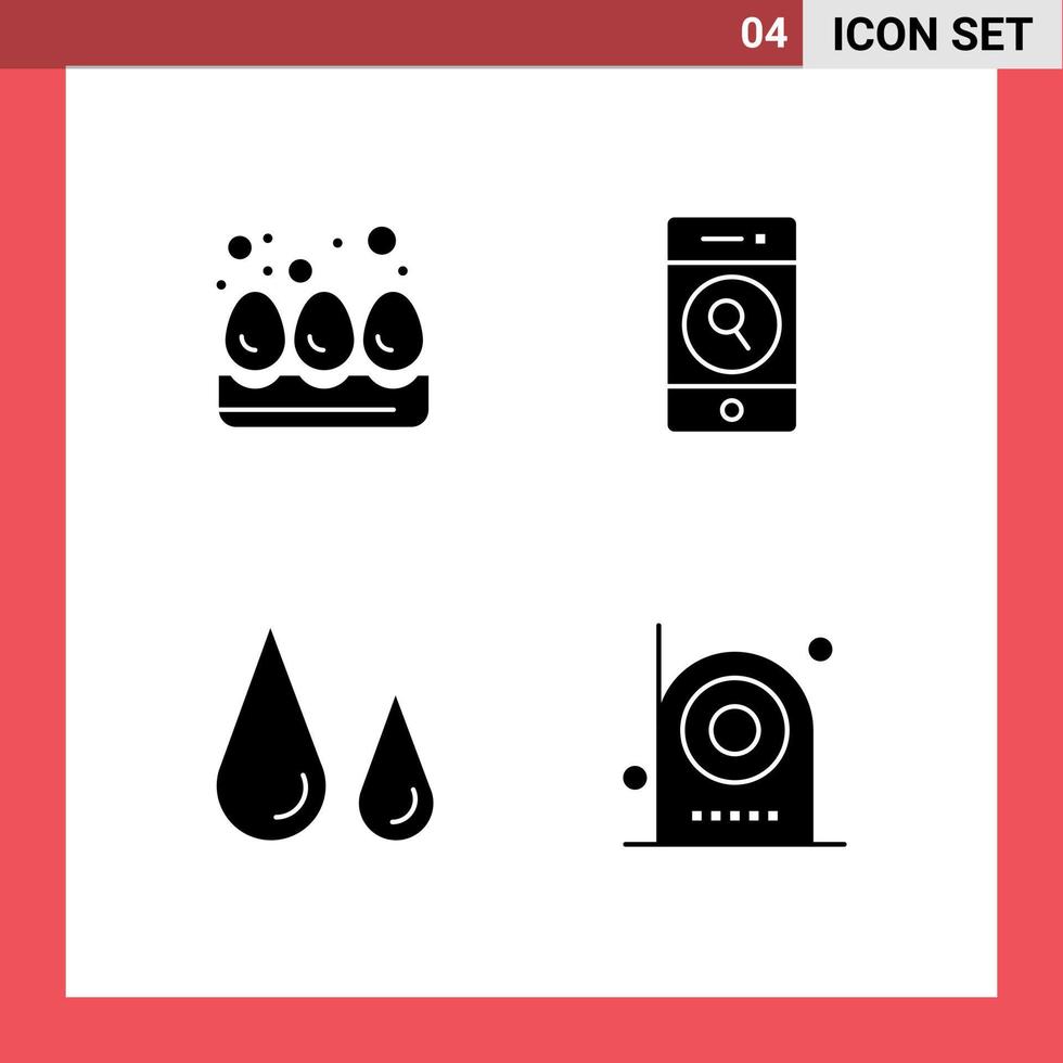 Pack of 4 creative Solid Glyphs of breakfast lab people web camera Editable Vector Design Elements