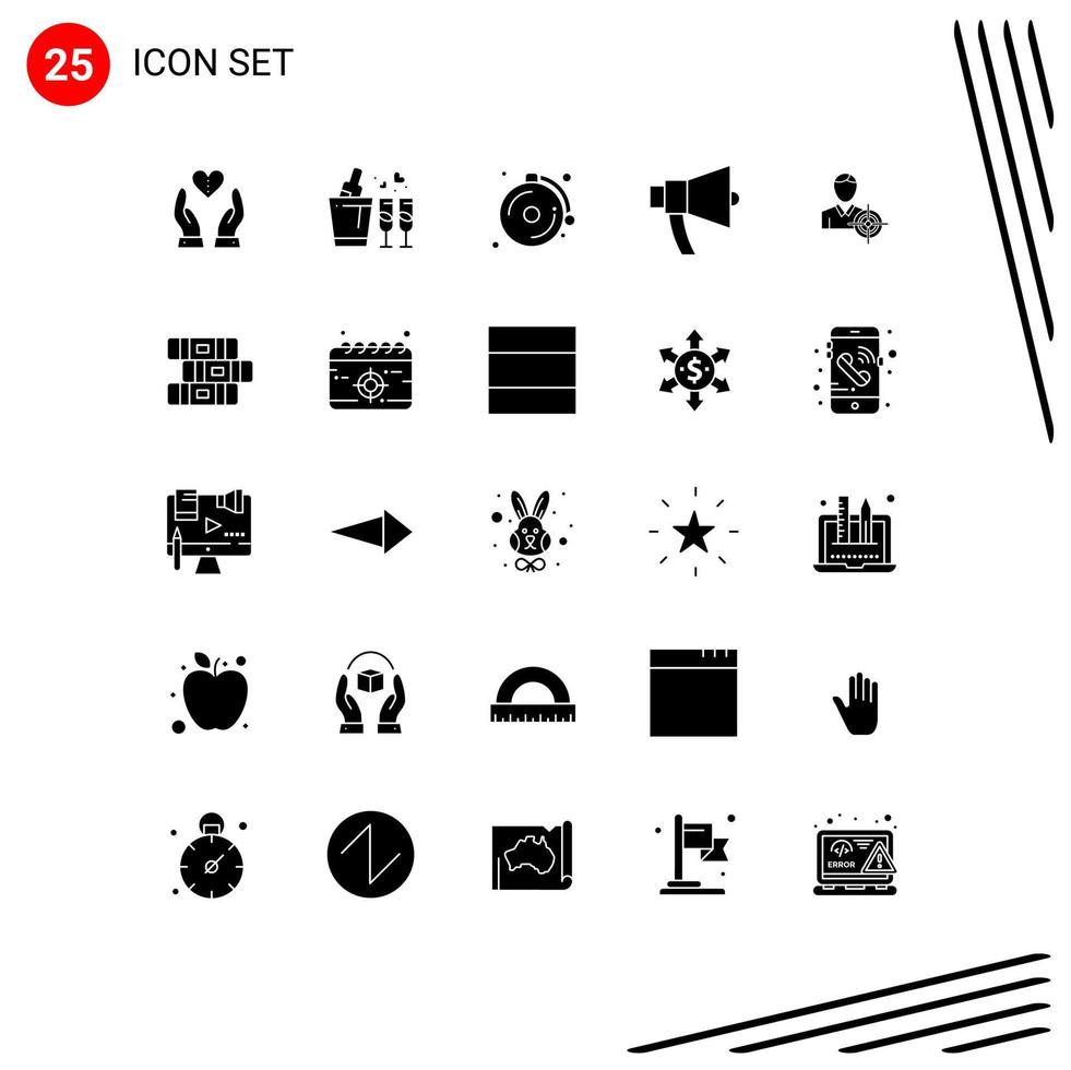 Solid Glyph Pack of 25 Universal Symbols of man megaphone wedding loud ads Editable Vector Design Elements