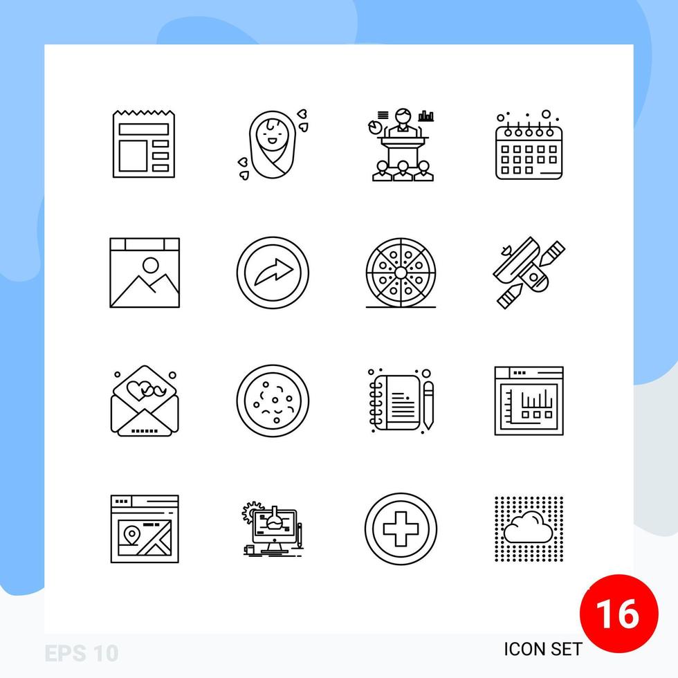 Set of 16 Vector Outlines on Grid for page app conference plans diet planning Editable Vector Design Elements