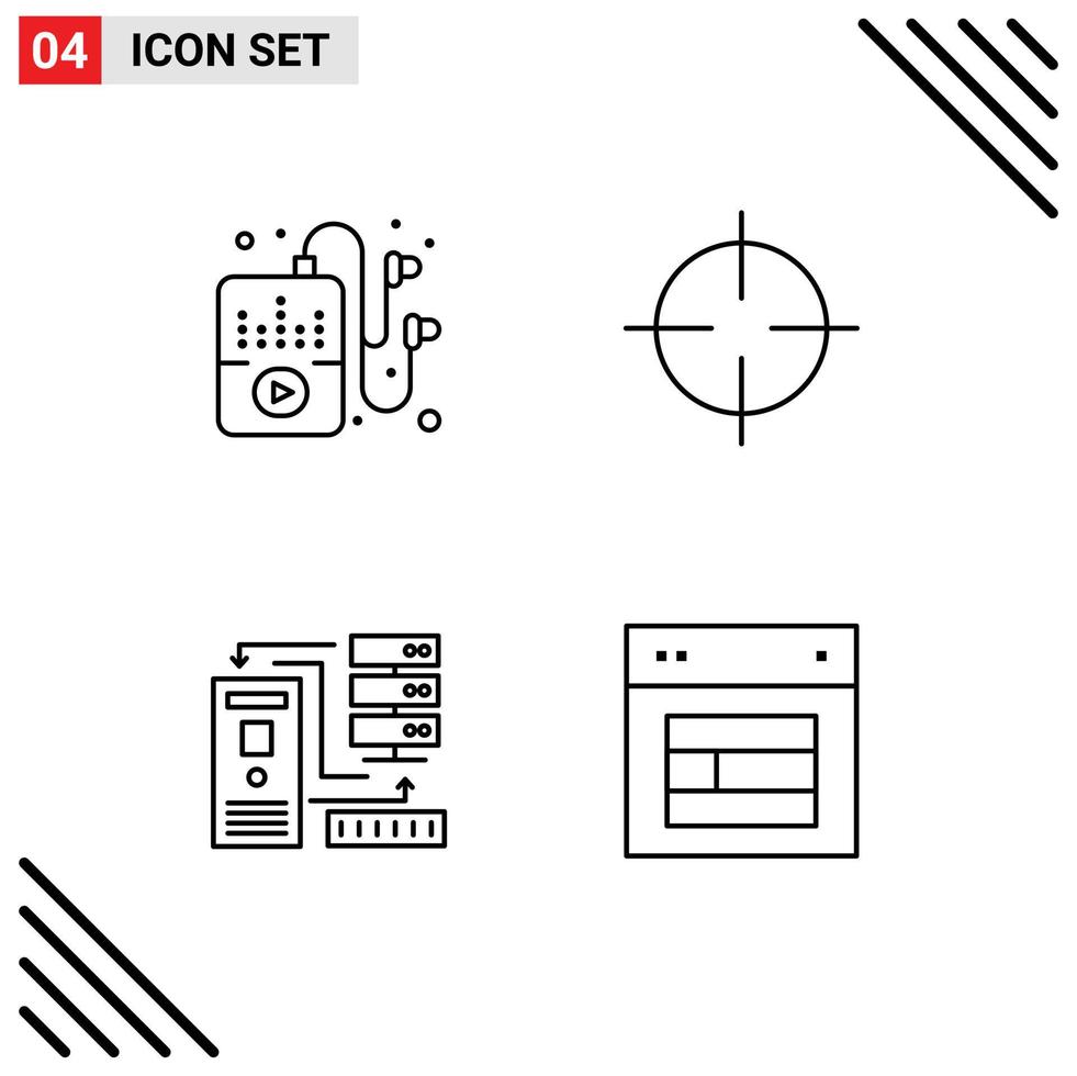 paquete de interfaz de usuario de 4 colores planos básicos de línea rellena de base de datos de pasatiempos símbolos de aceite información elementos de diseño vectorial editables vector