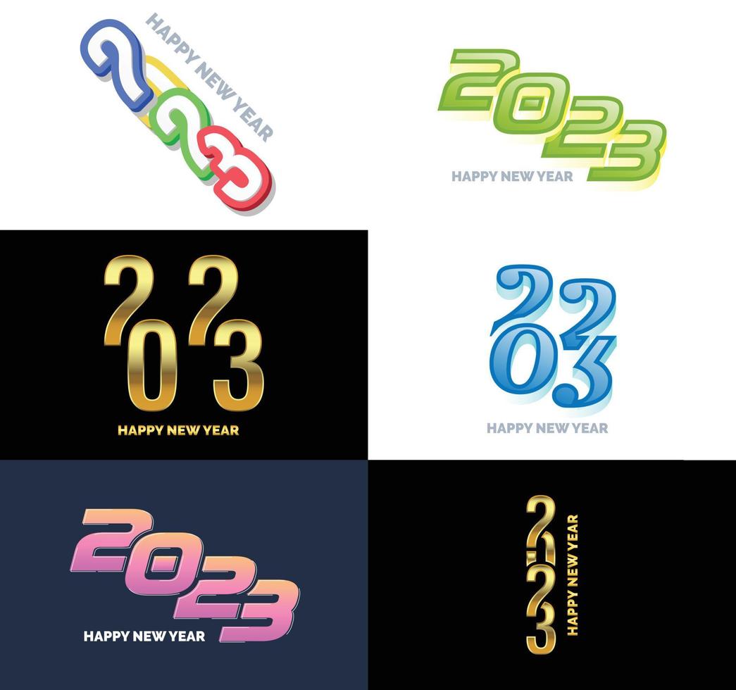 Big Collection of 2023 Happy New Year symbols Cover of business diary for 2023 with wishes vector