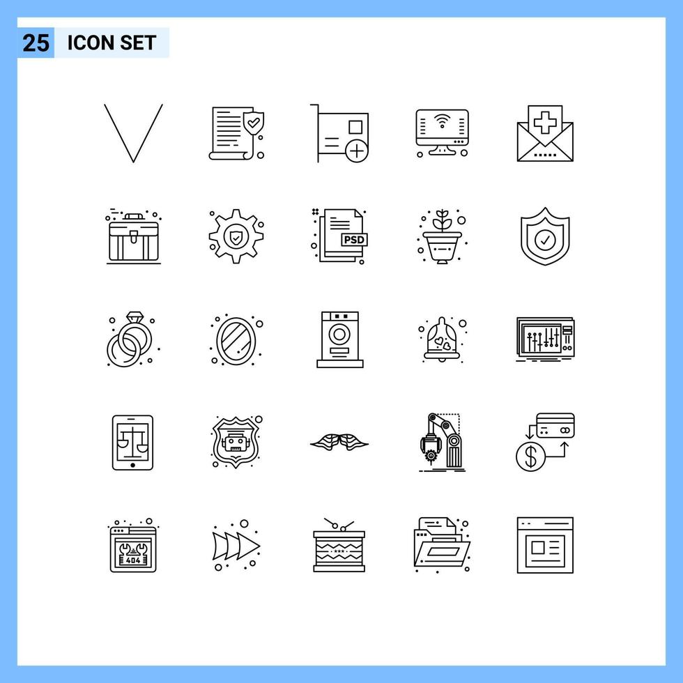Set of 25 Modern UI Icons Symbols Signs for fitness wifi computers things internet Editable Vector Design Elements