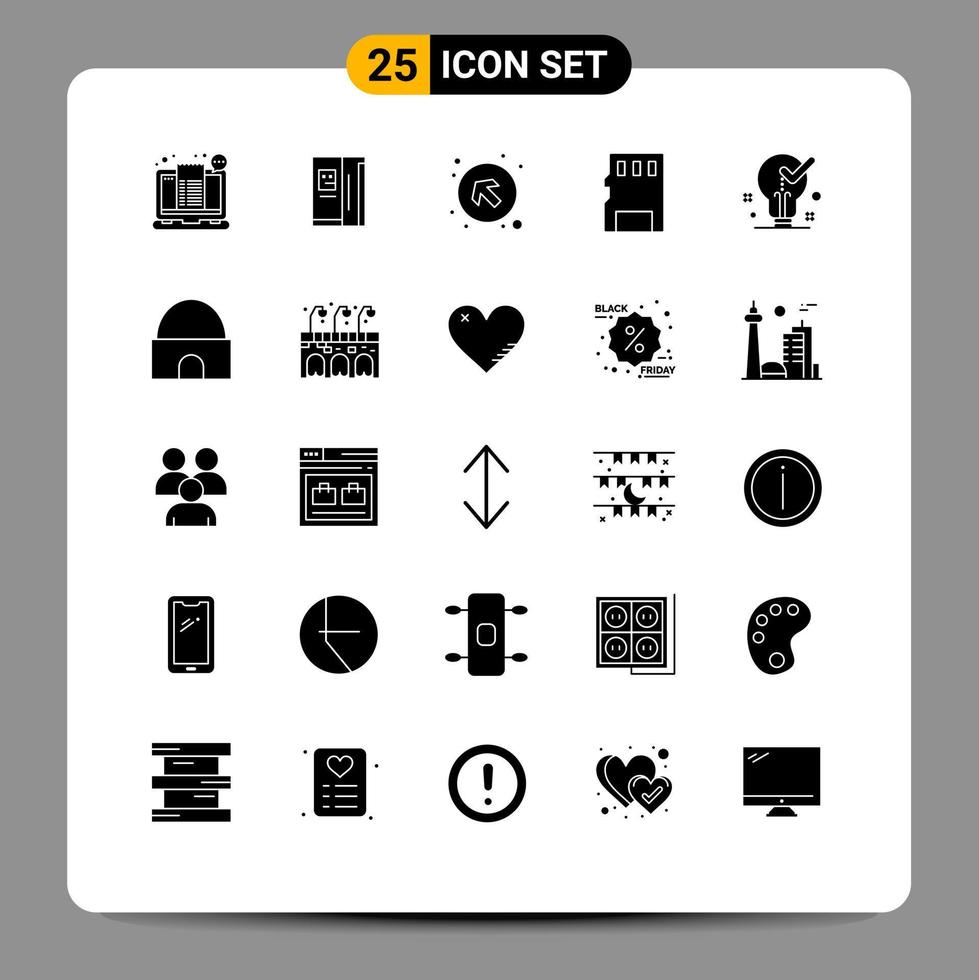 25 Solid Glyph concept for Websites Mobile and Apps bulb memory card freezer memory left up Editable Vector Design Elements