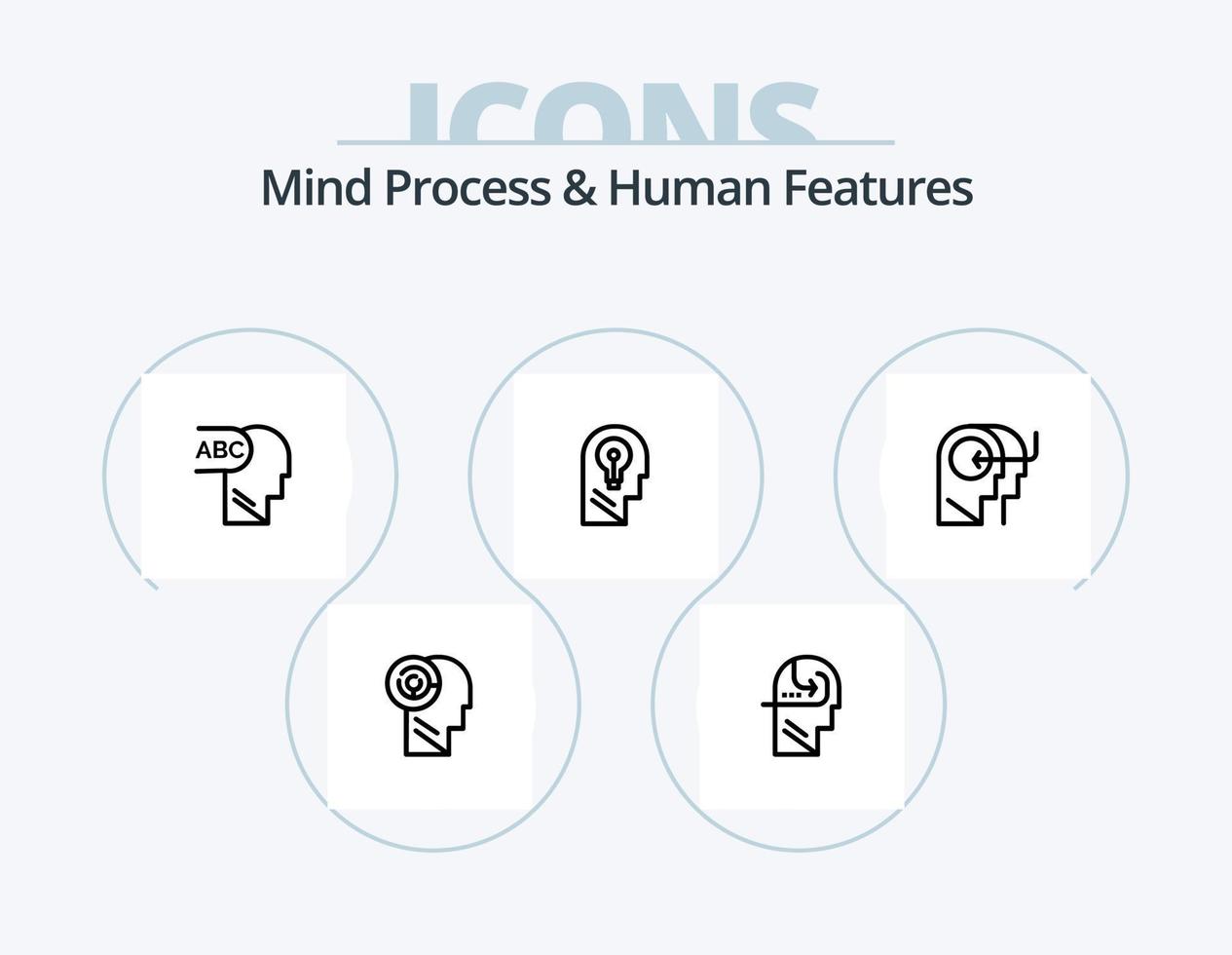 Mind Process And Human Features Line Icon Pack 5 Icon Design. feelings. data. empathy. message. lock vector
