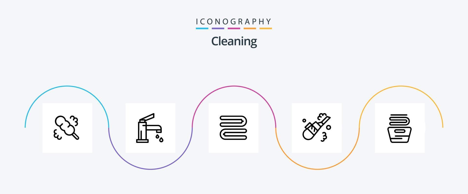 Cleaning Line 5 Icon Pack Including housekeeping. cleaning. clean. pipe. cleaning vector