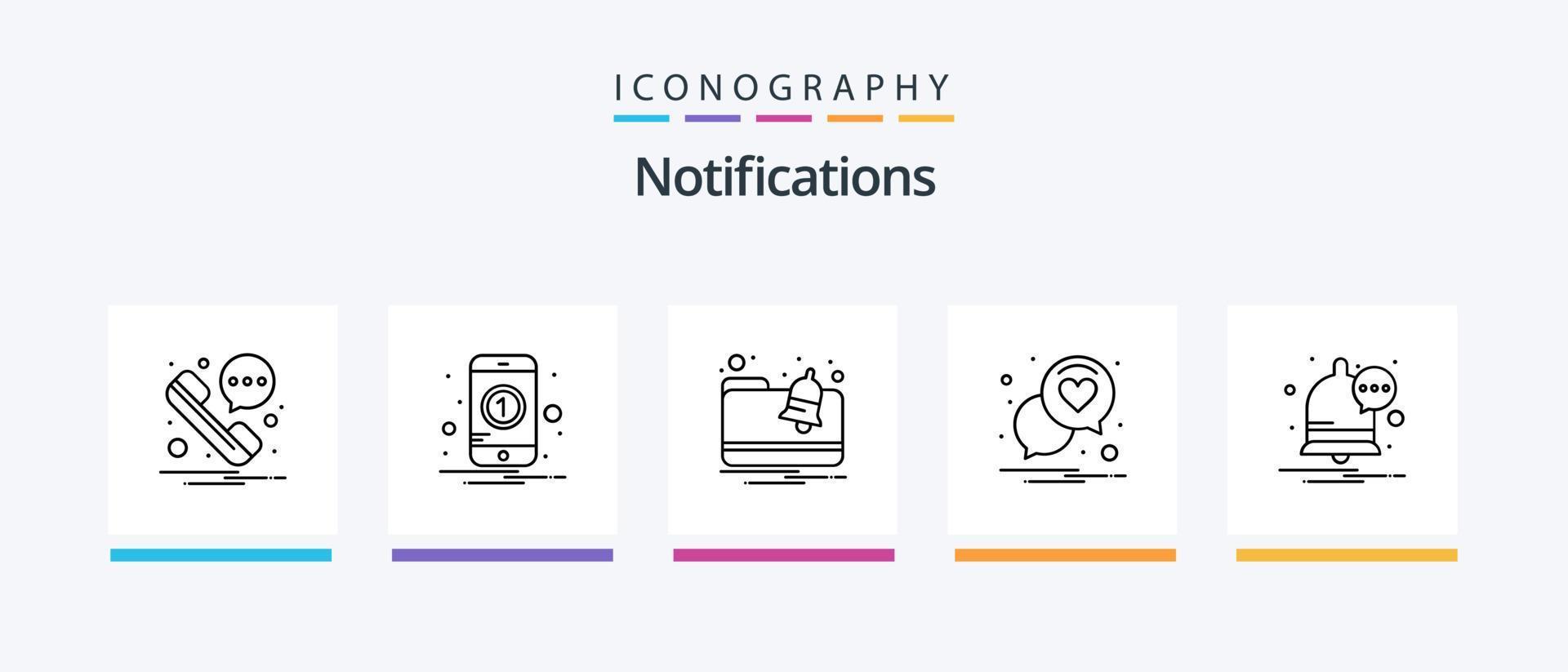 Notifications Line 5 Icon Pack Including . notification. message. laptop. sms. Creative Icons Design vector