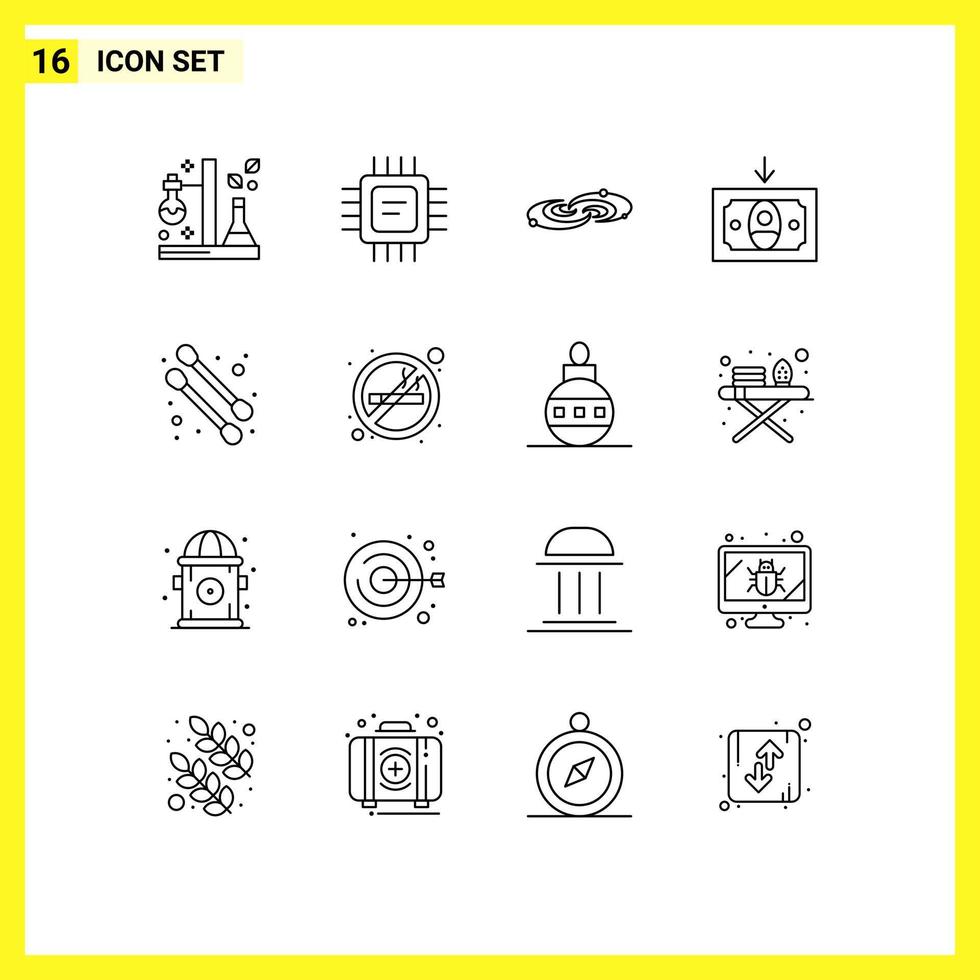 User Interface Pack of 16 Basic Outlines of beauty cashing processor cash system Editable Vector Design Elements