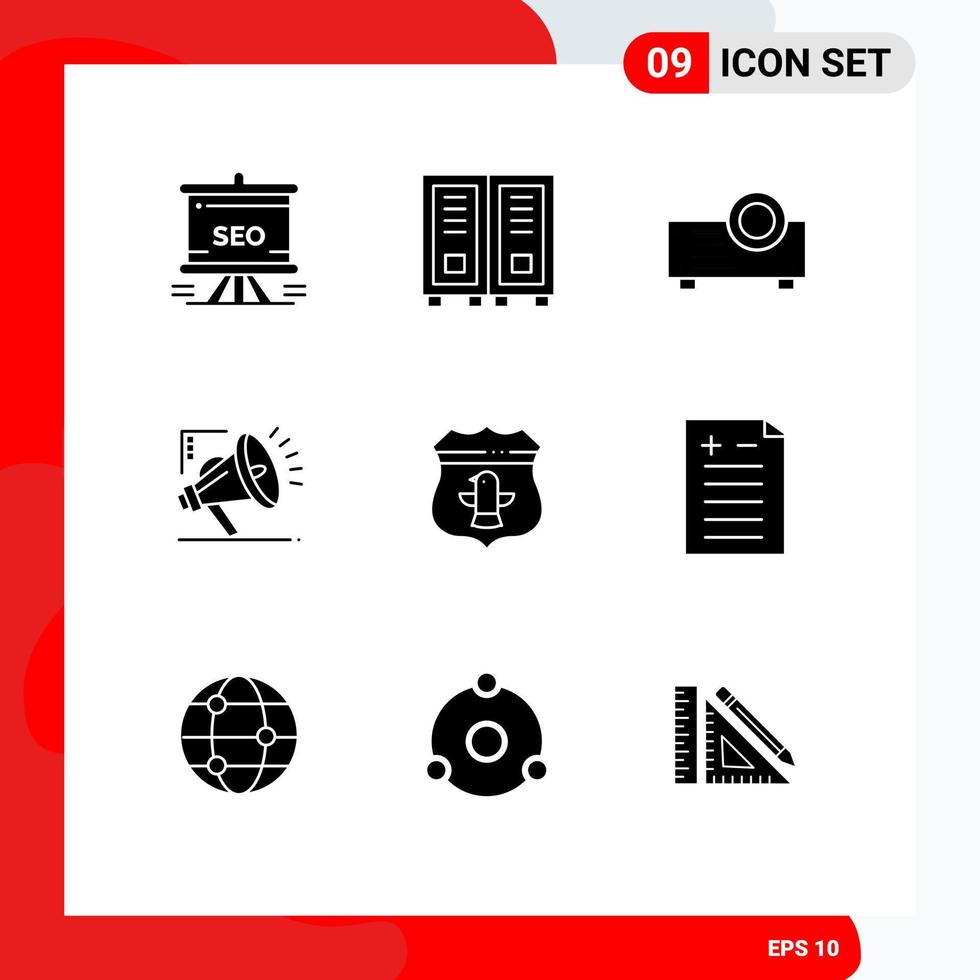 User Interface Pack of 9 Basic Solid Glyphs of usa digital reading marketing atoumation marketing Editable Vector Design Elements