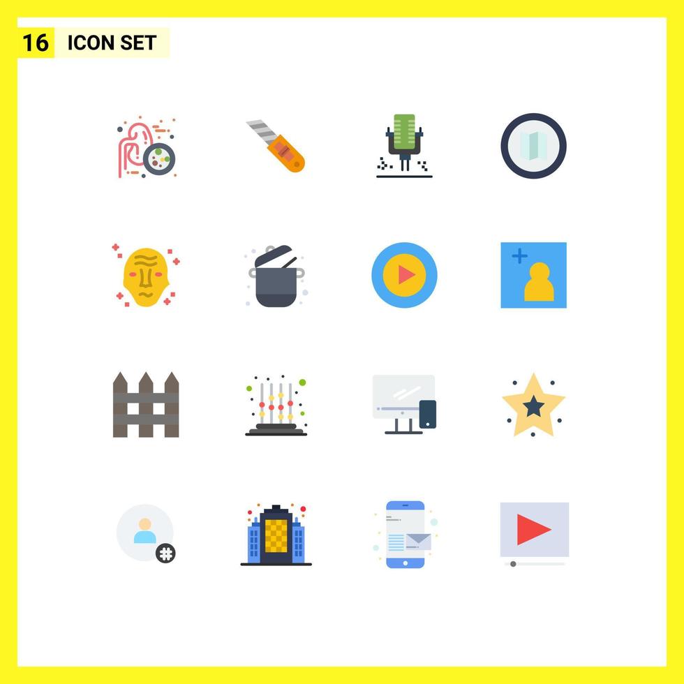 Set of 16 Modern UI Icons Symbols Signs for science alien mic map holiday Editable Pack of Creative Vector Design Elements