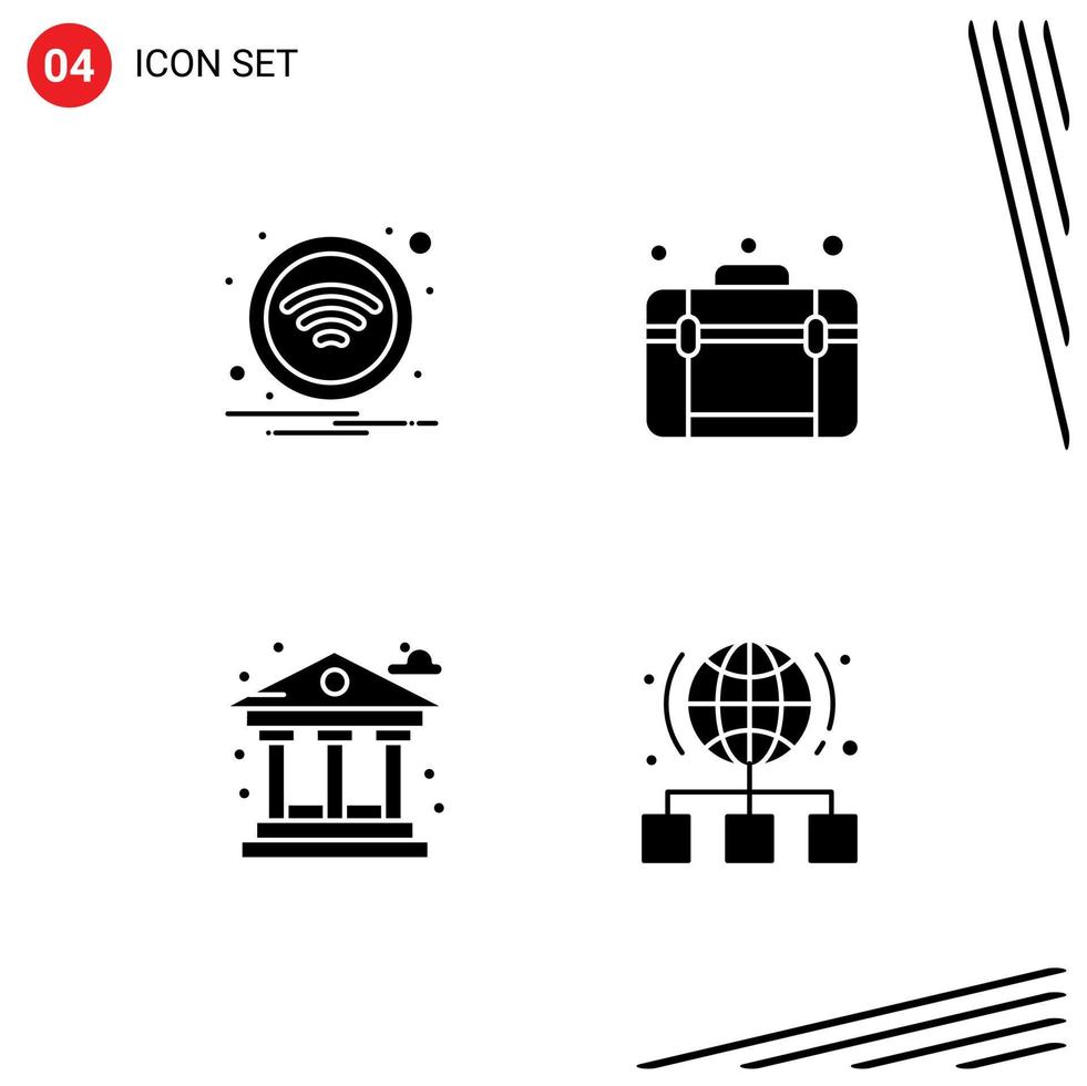 User Interface Pack of 4 Basic Solid Glyphs of technology life sign travel money Editable Vector Design Elements