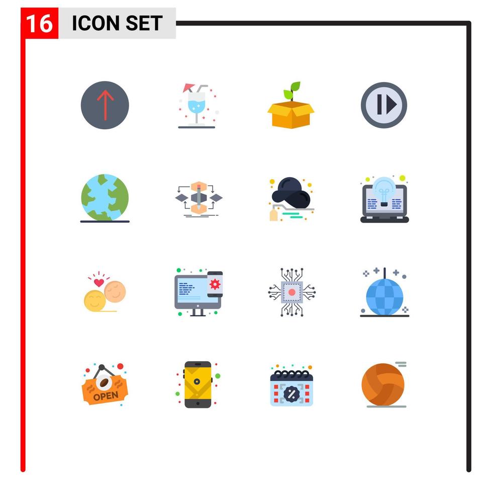 Set of 16 Modern UI Icons Symbols Signs for online earth energy resume forward Editable Pack of Creative Vector Design Elements