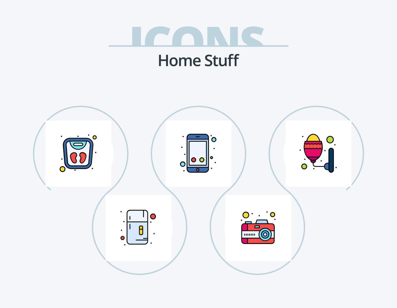 Home Stuff Line Filled Icon Pack 5 Icon Design. light. bread. weight machine. toaster. machine vector