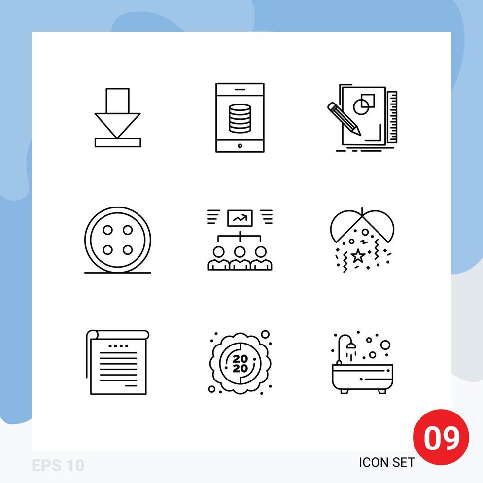 9 Outline concept for Websites Mobile and Apps group shirt button design shirt clothing Editable Vector Design Elements