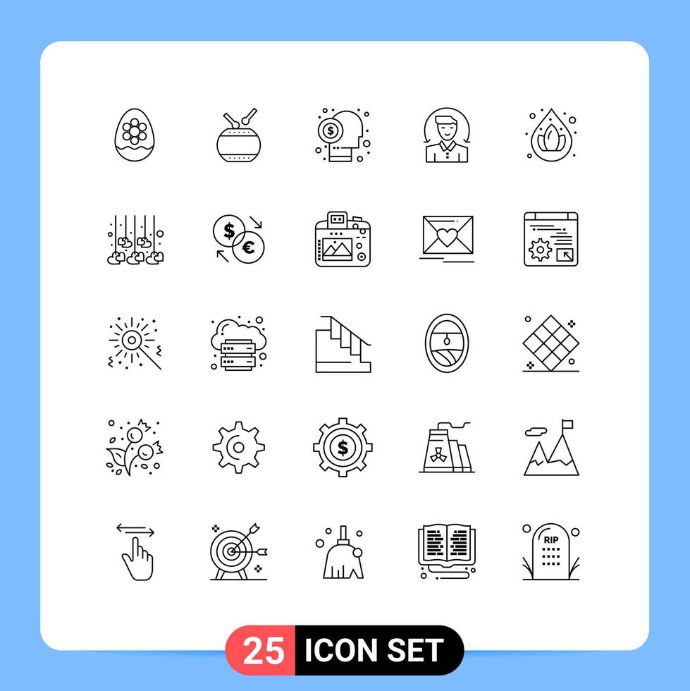 Universal Icon Symbols Group of 25 Modern Lines of services male chinese user investor Editable Vector Design Elements