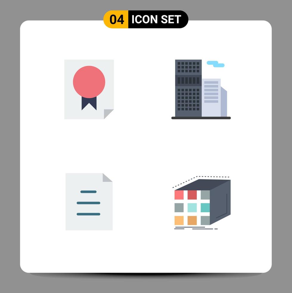 4 Flat Icon concept for Websites Mobile and Apps award document paper estate text Editable Vector Design Elements