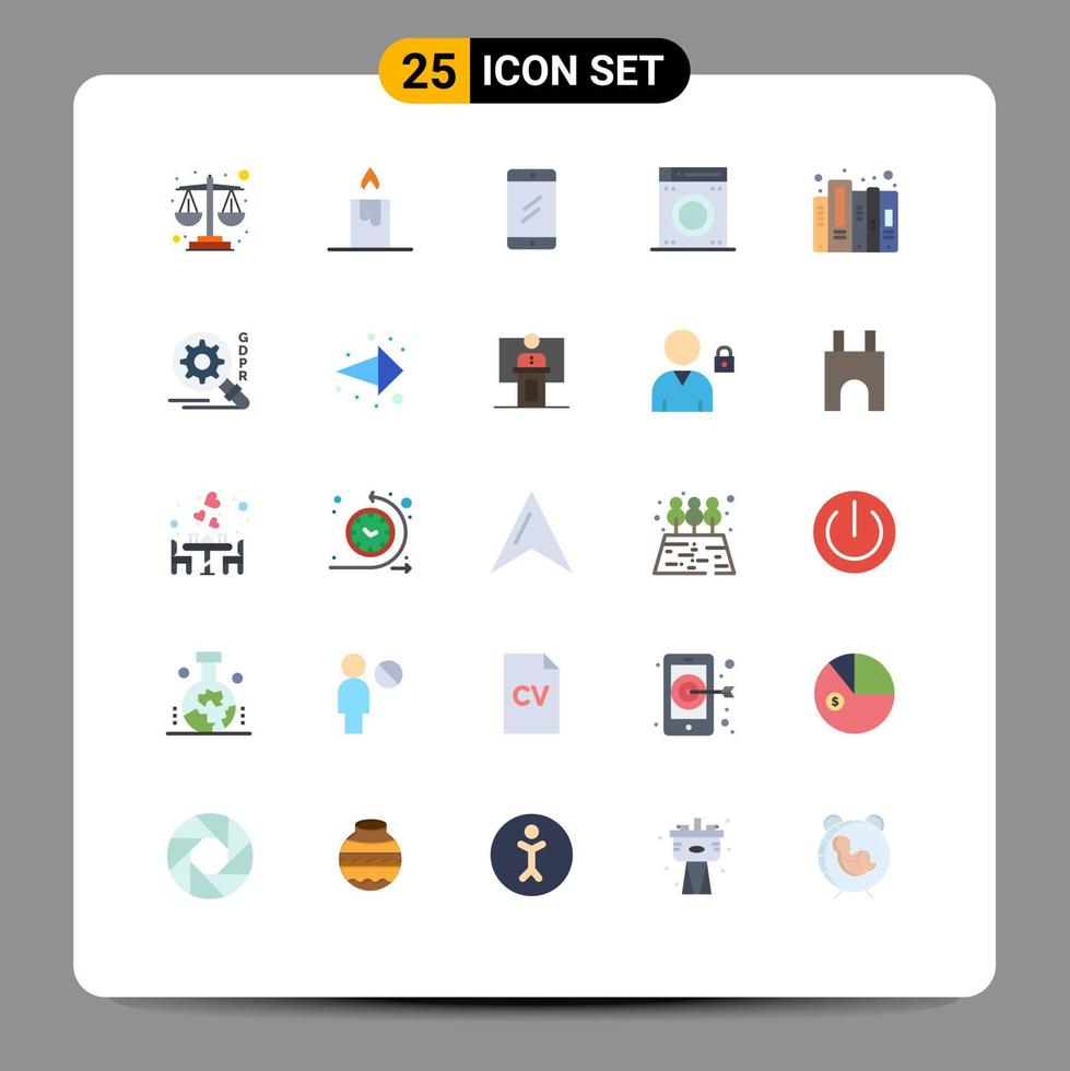 Modern Set of 25 Flat Colors Pictograph of search files study document history Editable Vector Design Elements